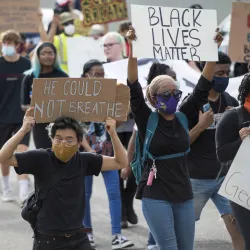 People protesting after George Floyd’s death in May 2020.