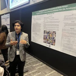 CSUSB student Erick Herrera presents his research at the Southern California Conference for Undergraduate Research Conference, which took place Nov. 18 at Cal State Fullerton. He was one of 42 CSUSB students who presented at the conference.