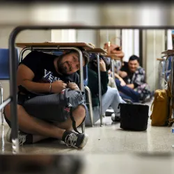 CSUSB students in a previous Great Shakeout earthquake drill.