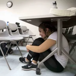 "Students participating in Great shakeout"