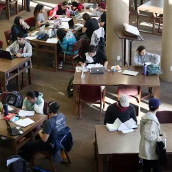 Students at the Pfau Library