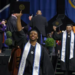 Ryan Ingram, a member of CSUSB’s Class of 2023, at the CSBS commencement ceremony, May 2023