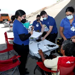 The CSUSB Nursing Street Medicine team assisting community members in the Coachella Valley.