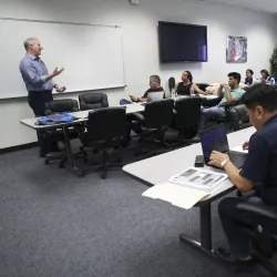 Michael Stull, director of the School of Entrepreneurship at the Jack H. Brown College of Business and Public Administration, teaching a class.