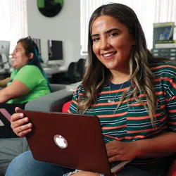 Felicia Vasquez in the Visual Arts student lounge