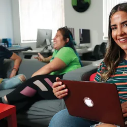 Felicia Vasquez in the Visual Arts student lounge