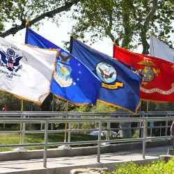 Military flags on the CSUSB campus