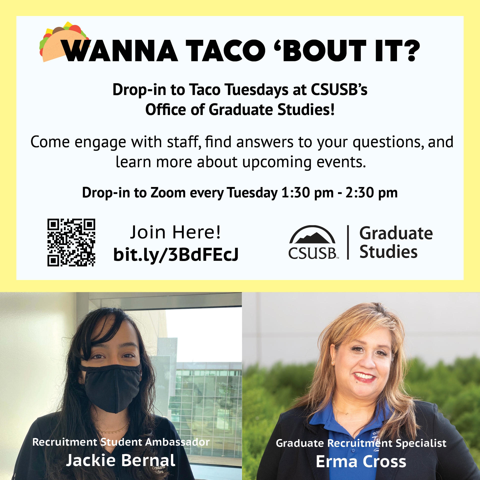 Taco Tuesday chat session at Grad Studies