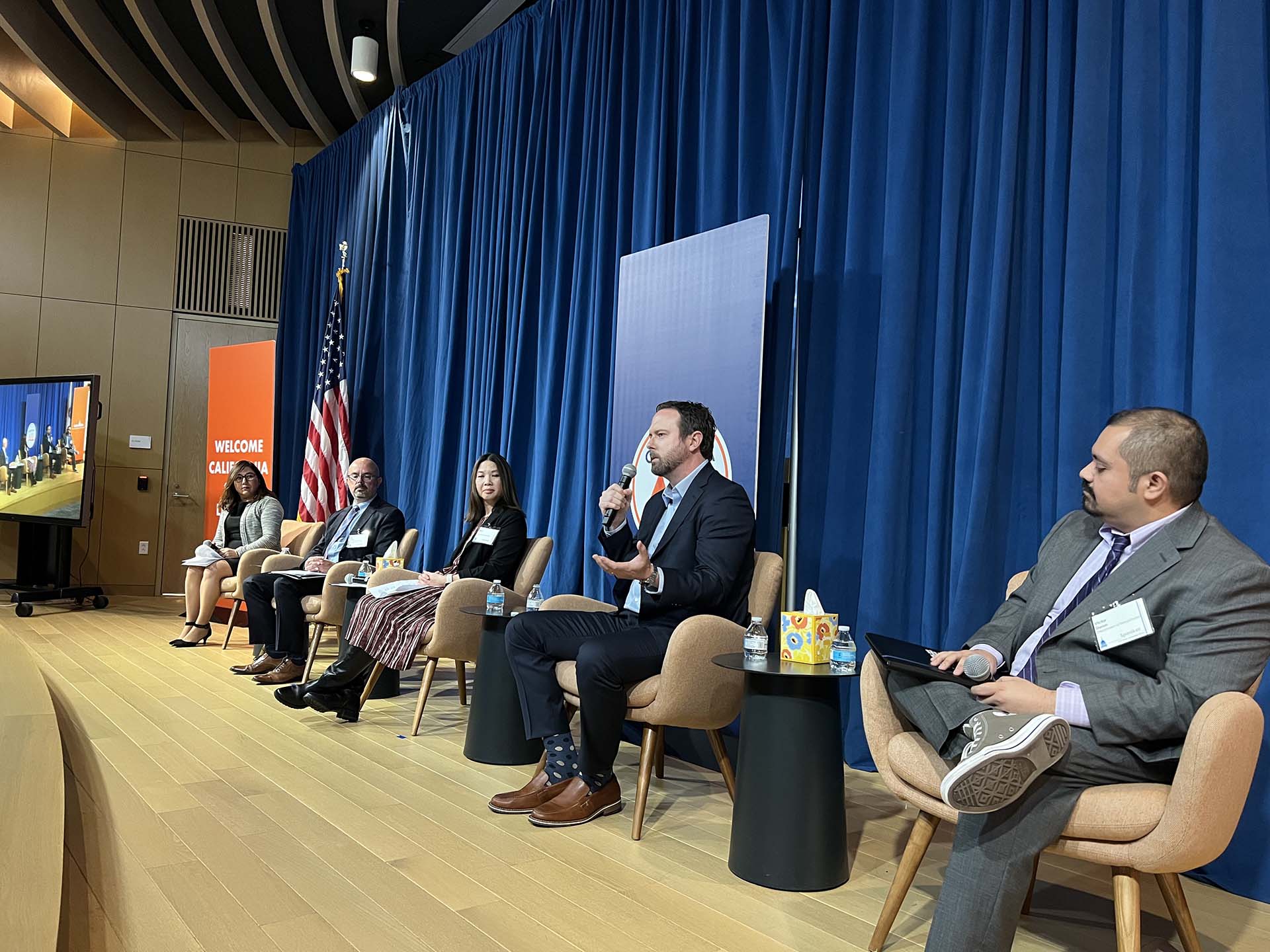 Jeffery Marino, second from right, participating in a statewide panel on diversity, equity, inclusion and accessibility. 