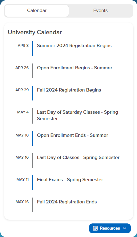 Events and Calendar Element