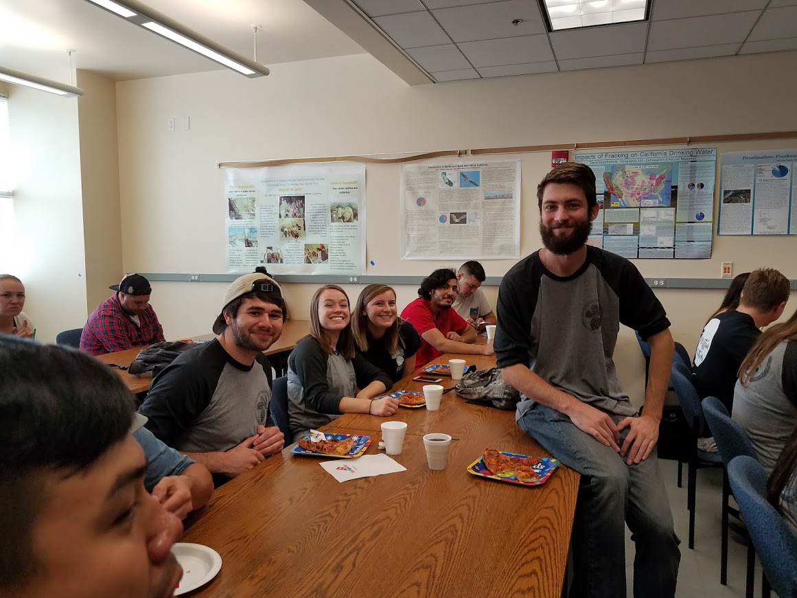 People eating lunch inside