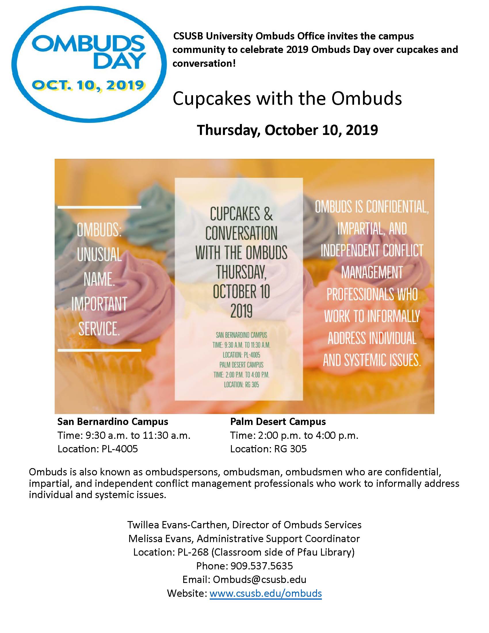 Cupcakes and Conversation with the Ombuds 