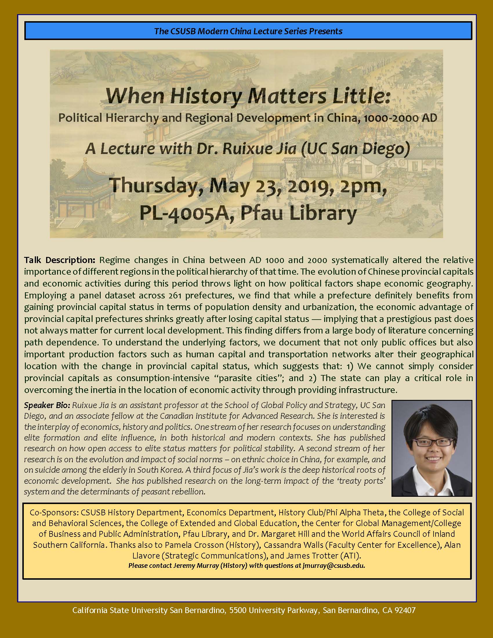 Formation of political hierarchy and region development topic of next Modern China Lecture