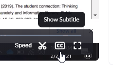 The "CC" button in the video player