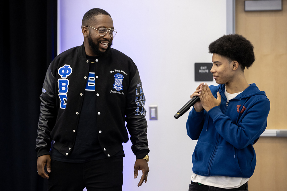 Lawrence Hardy, a Phi Beta Sigma Fraternity Inc. member, welcomed students and served as the master of ceremony at the event.