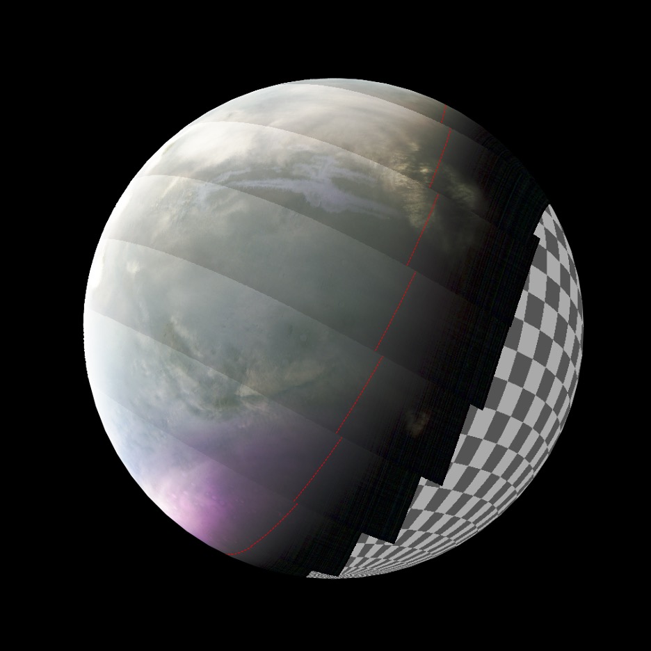MAVEN/IUVS ultraviolet image of Mars (NASA/LASP/CU Boulder, Image processing by Kyle Connour)