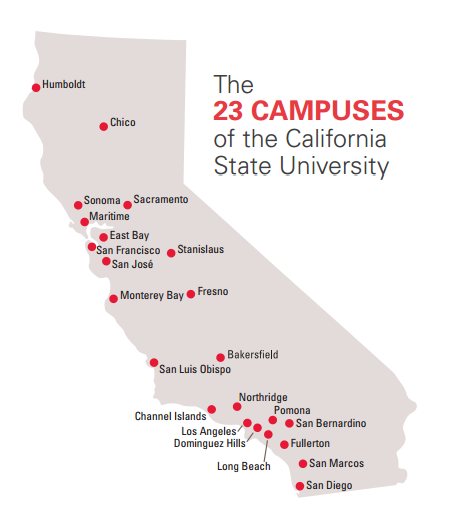 California map showing all CSU campus locations