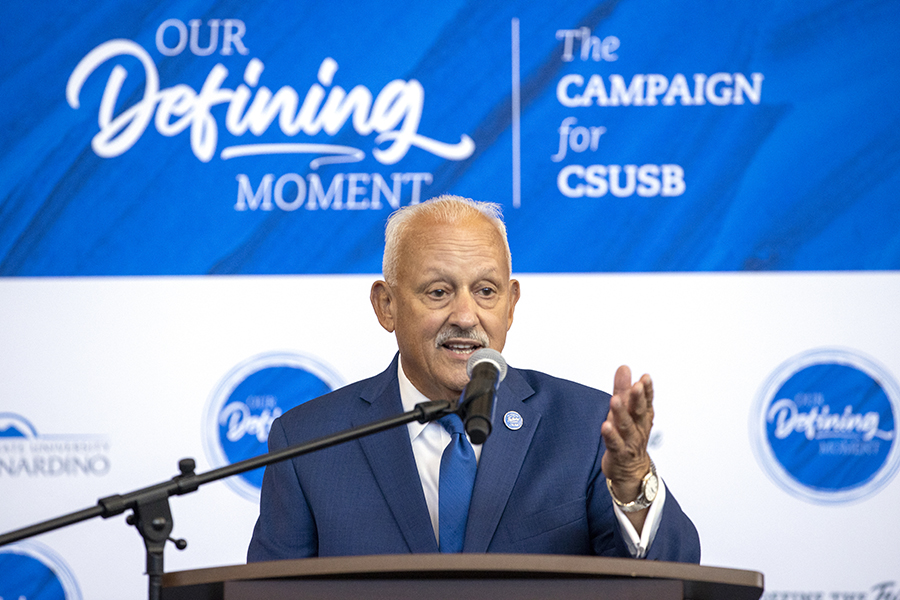 President Tomas D. Morales speaking at a podium
