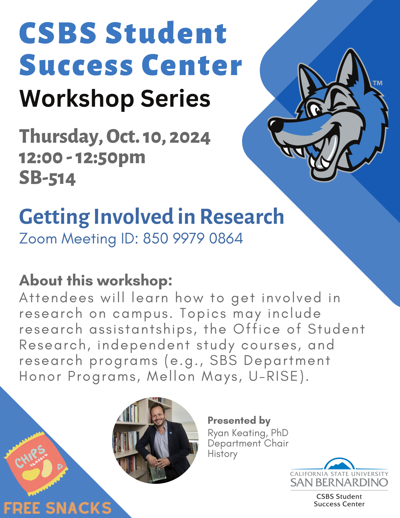 CSBS SSC Workshop Flyer: Getting Involved in Research