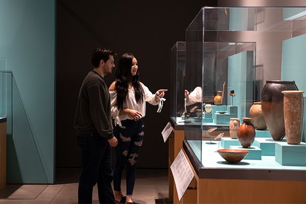 Attendees participate in the self-guided tour of the Ancient Egyptian Exhibit at RAFFMA on April 9.