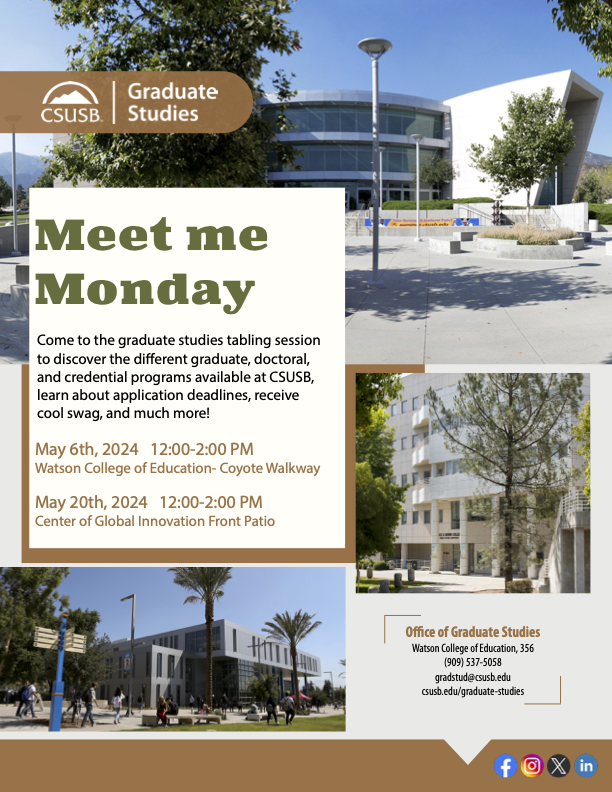 Please visit us at our MeetMe Monday tabling session in May!
