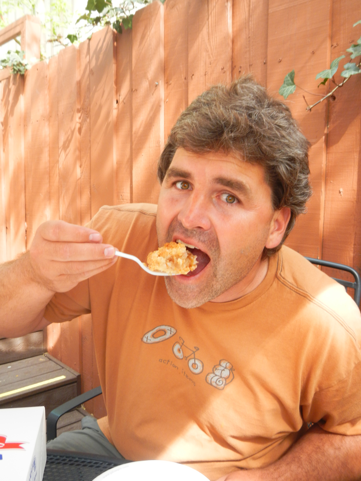 Mark eating apple pie