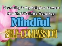 Muted colors in background and colorful title Mindful Self-Compassion