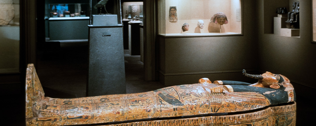 Sarcophagus inside exhibit