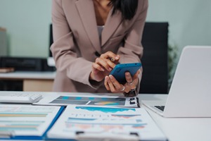 Woman looking at data.