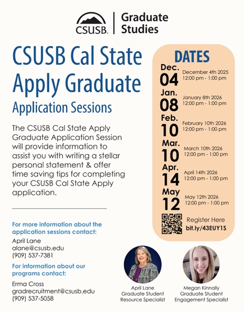 Informational flyer on Cal State Apply Graduate Application Sessions