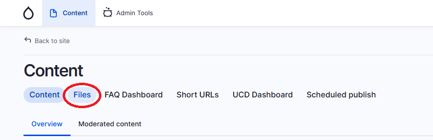 Example of where to find the files page