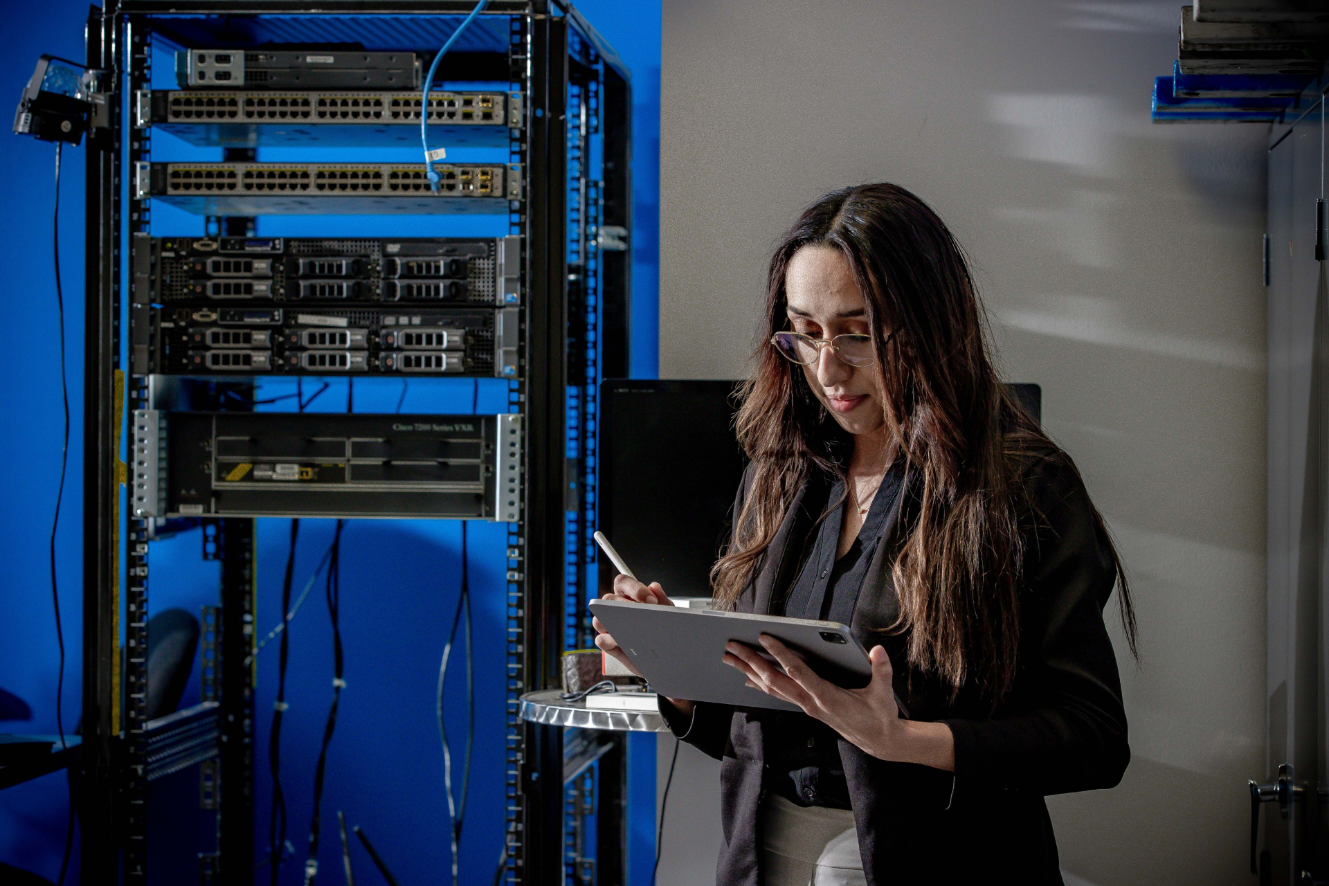 Cybersecurity Student with Ipad