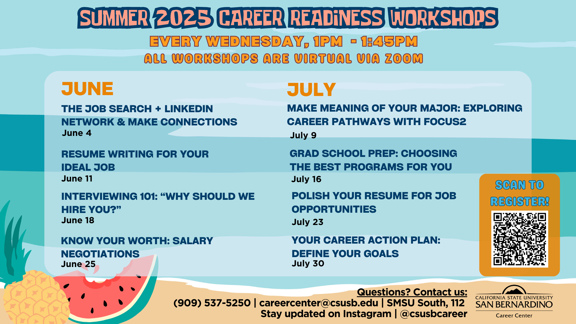 Summer CRS events are every Wednesday 1-1:45 PM June 4th to July 30th 