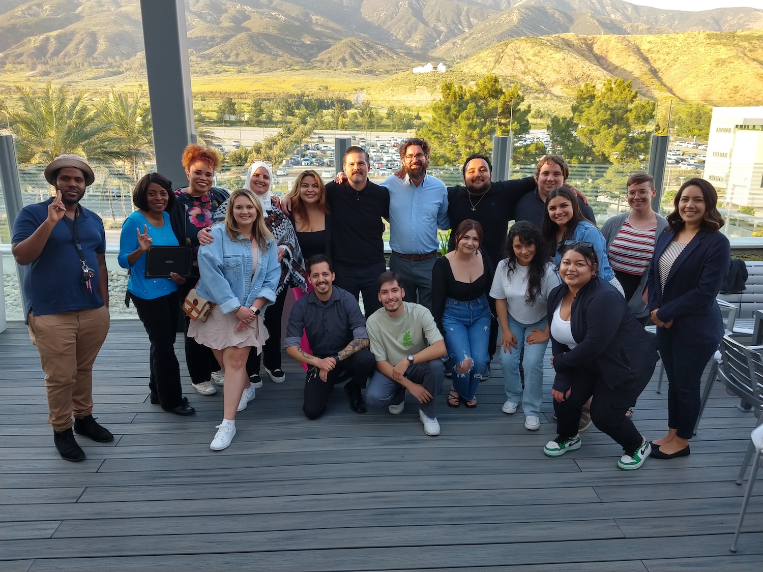 CSUSB Comm & Media Department MA students & faculty at the awards ceremony in May 2024