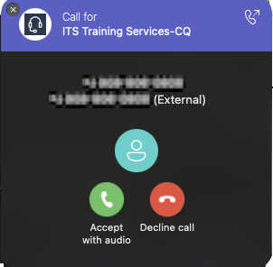 Window when receiving call from queue
