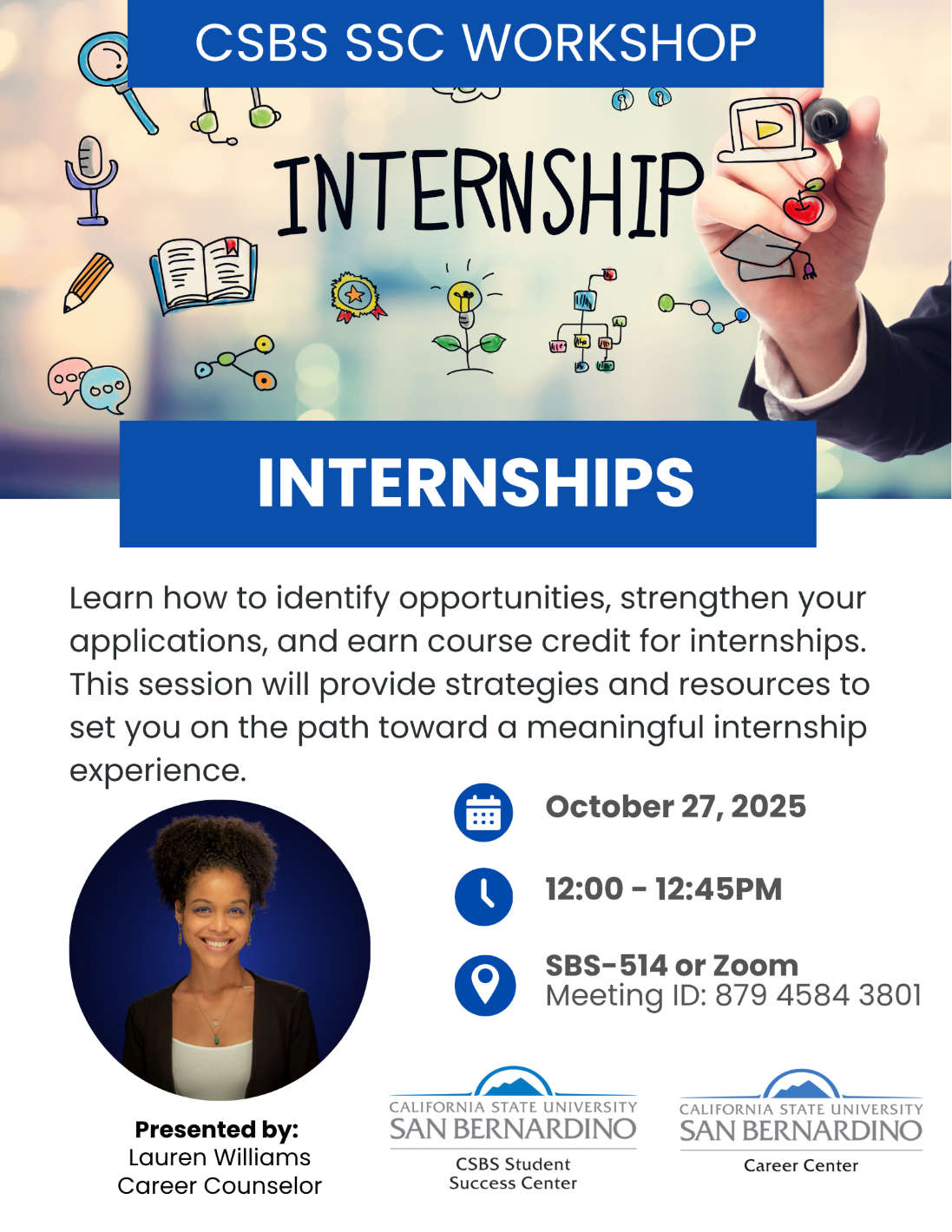 CSBS SSC Internship Workshop Flyer