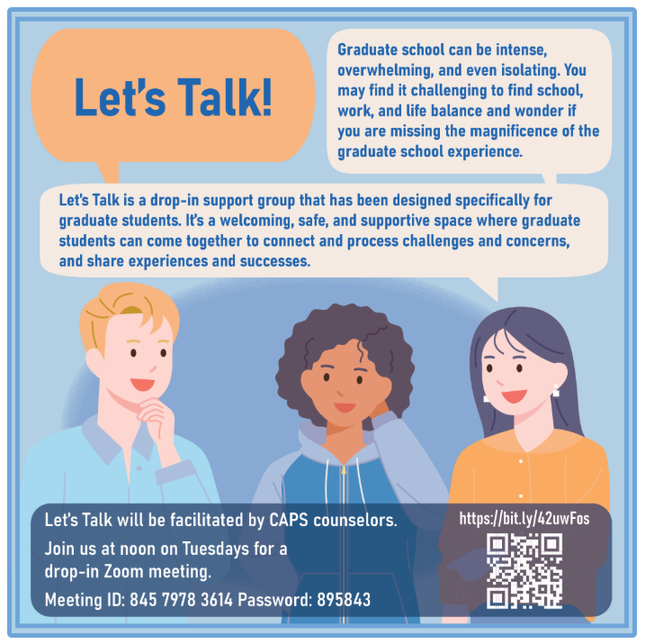 Images of three people engaging in a conversation. Image includes QR code link to session.