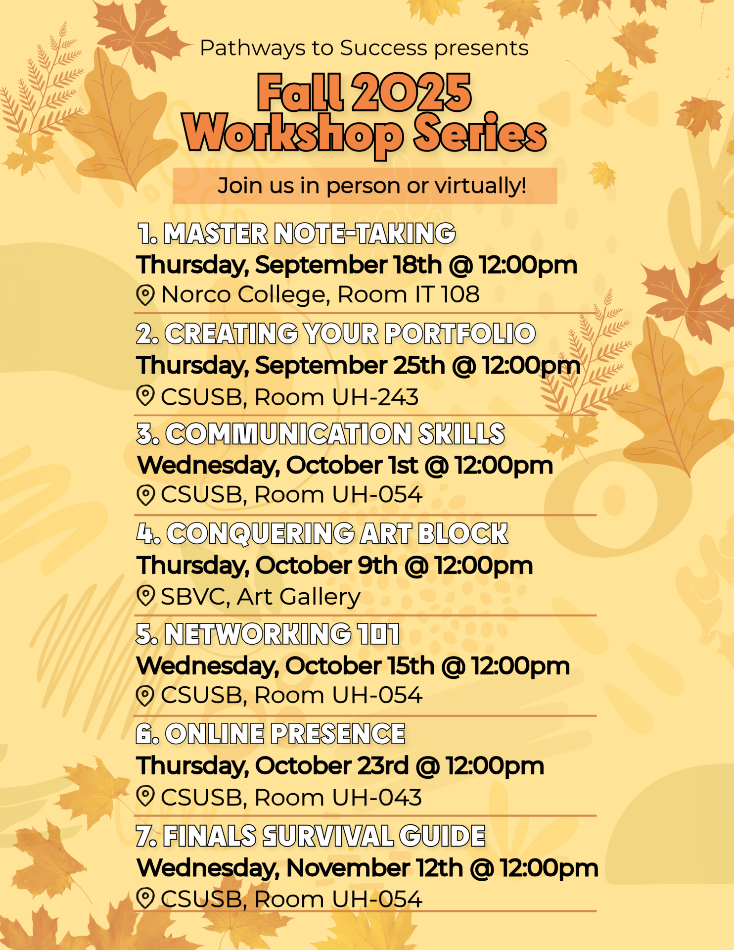 fall 2025 workshop series flyer