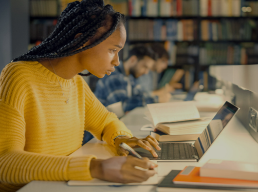 student on computer