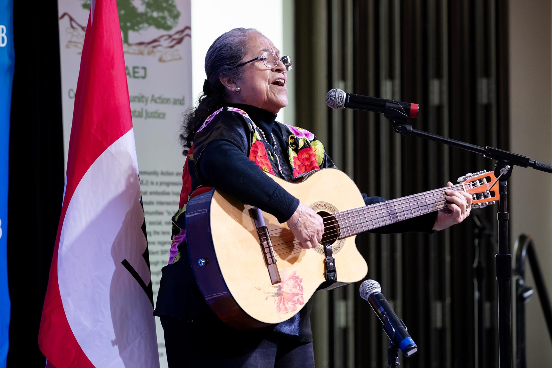 Rosa Martha Zarate Macias performs at the 2025 Cesar Chavez Memorial Breakfast