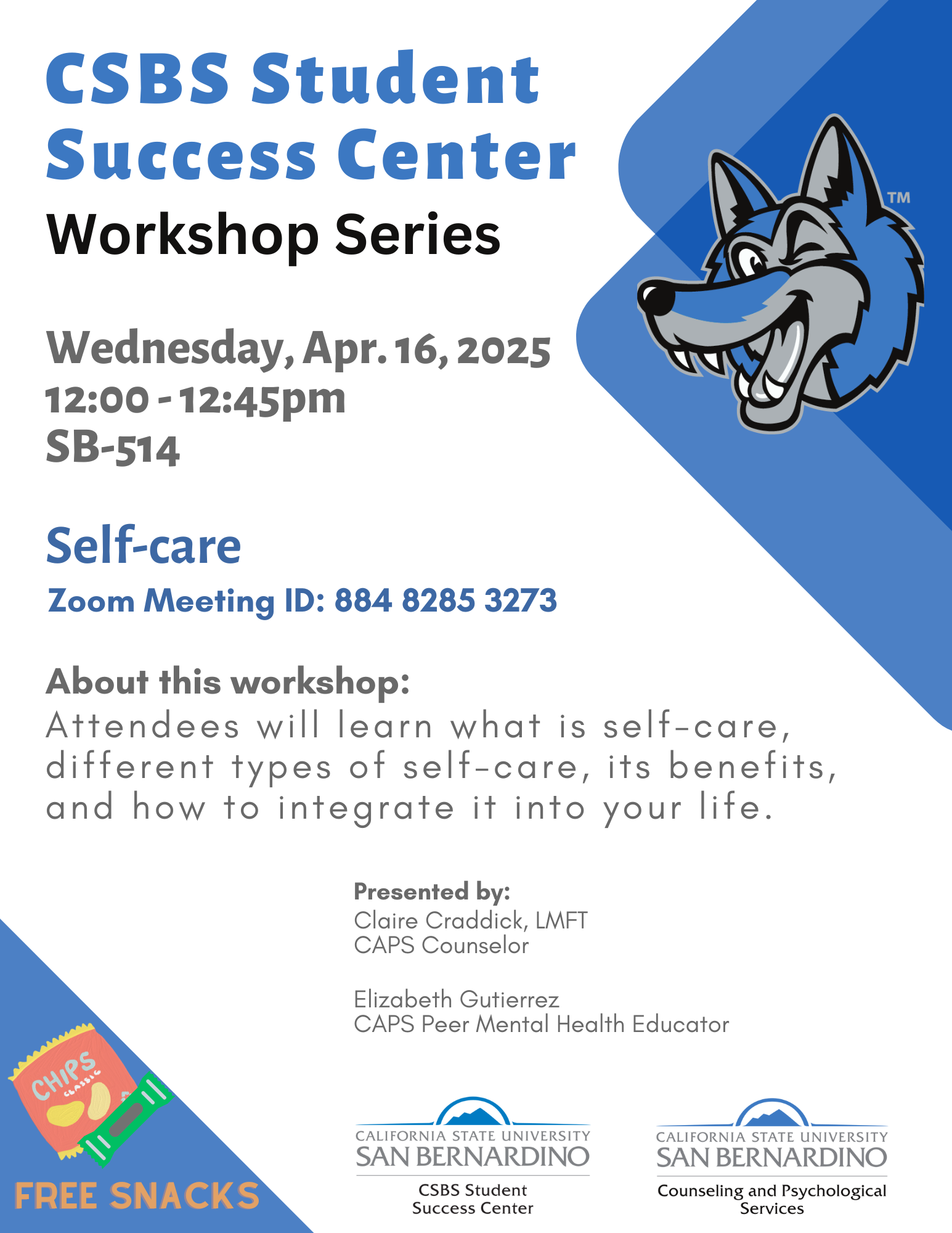 SSC Workshop Flyer for Self Care