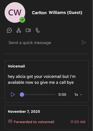 Sample Voicemail window