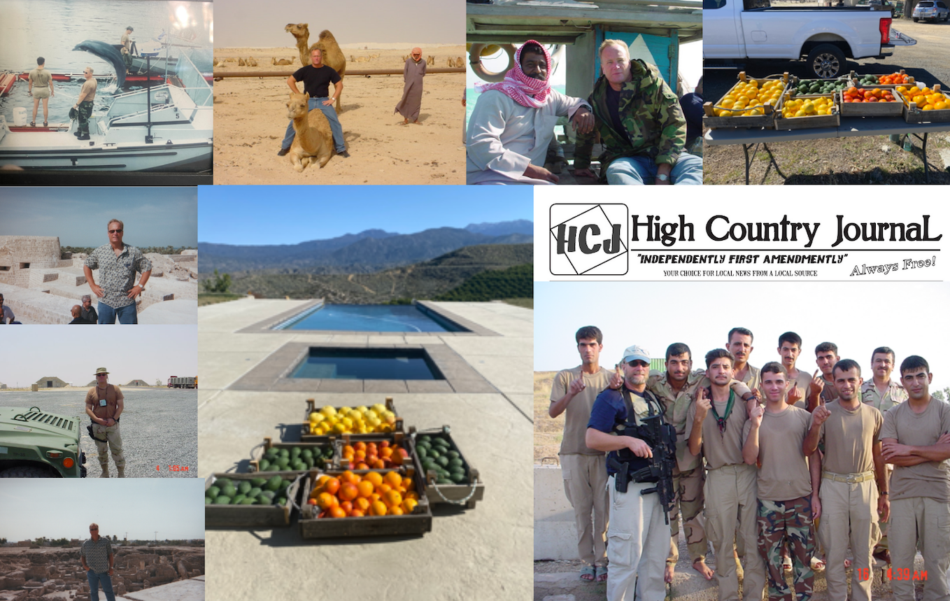 Images of Brennan during his military service, and more recent images of the produce from his farm in Anza.