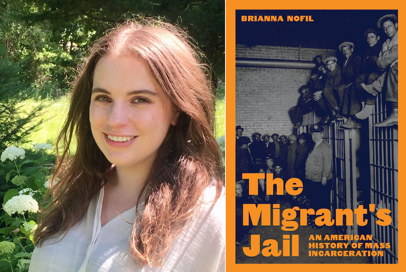 Nofil headshot and Migrant's Jail book cover