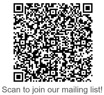 QR Code with caption "Scan to join our mailing list!"