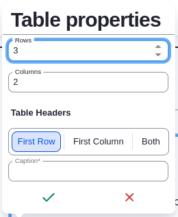 Table Options