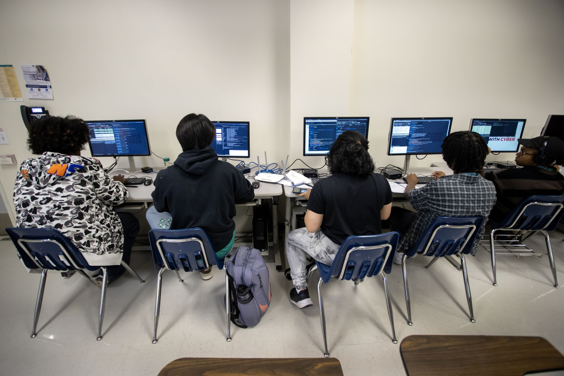 Students working on Mini-PCs
