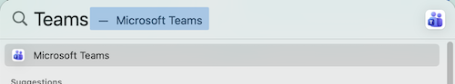 Searching for Teams on a mac