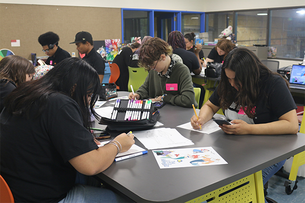High school students in a workshop